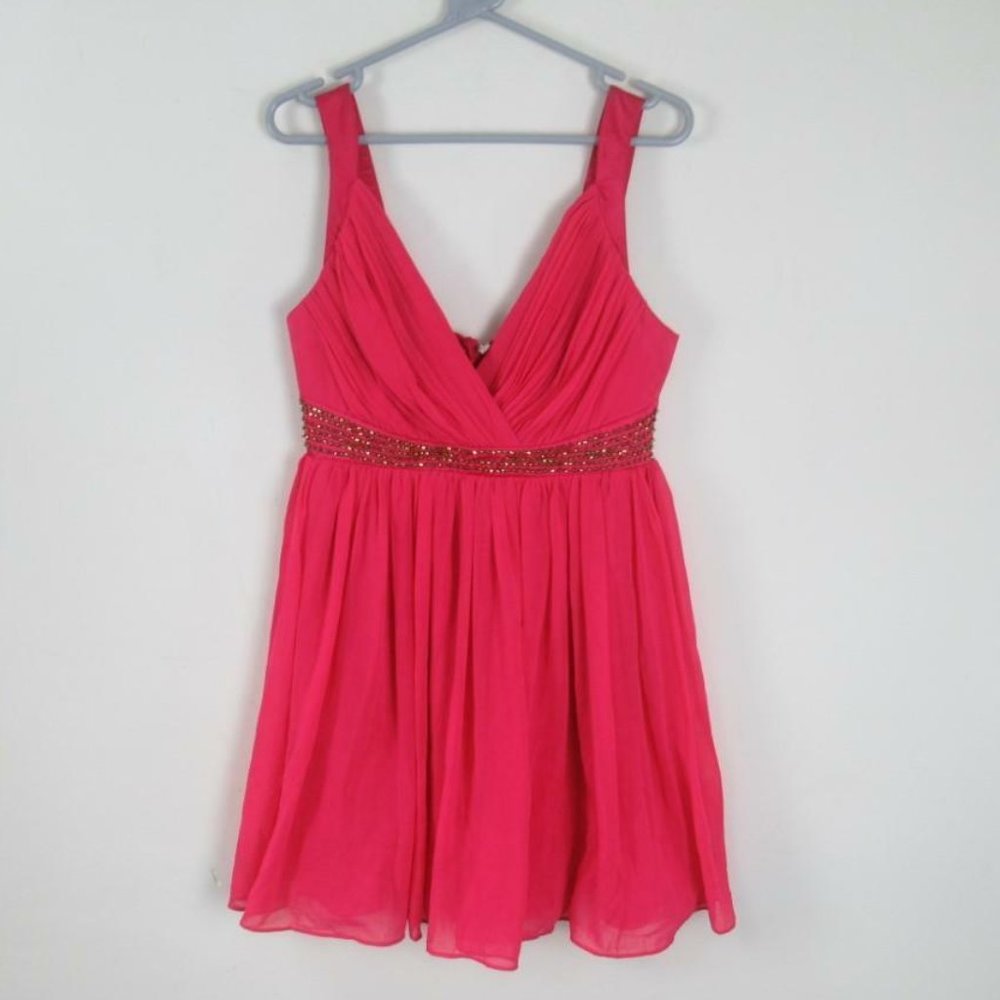 NWT ASOS Lipsy London Hot Pink Gold Bead Womens A-Line Mini Cocktail Party Dress